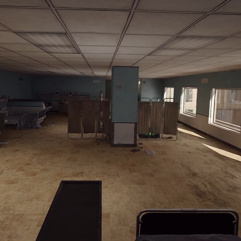 In-game view captured at Hospital in Verdansk